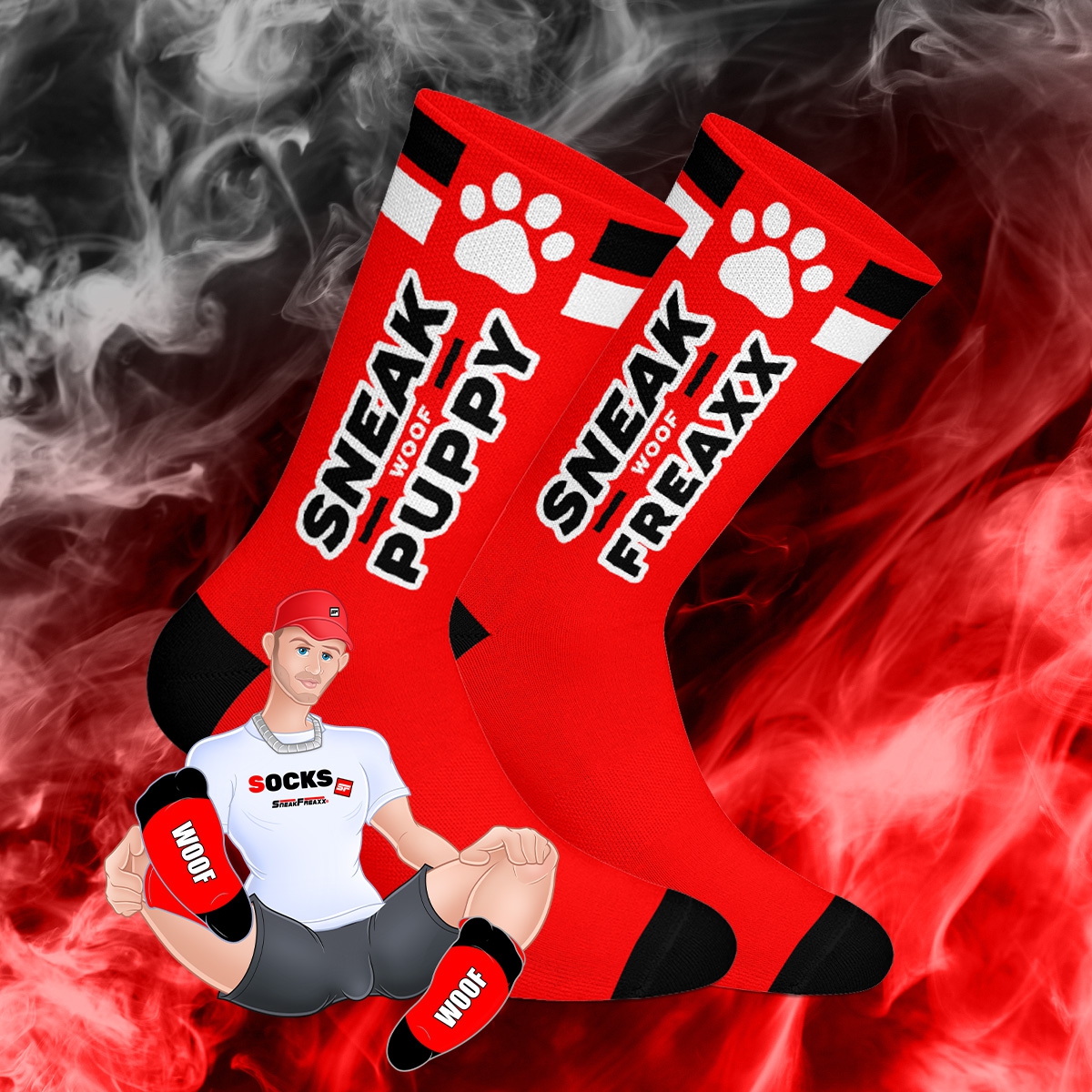 Chaussettes WOOF PUPPY Rouges