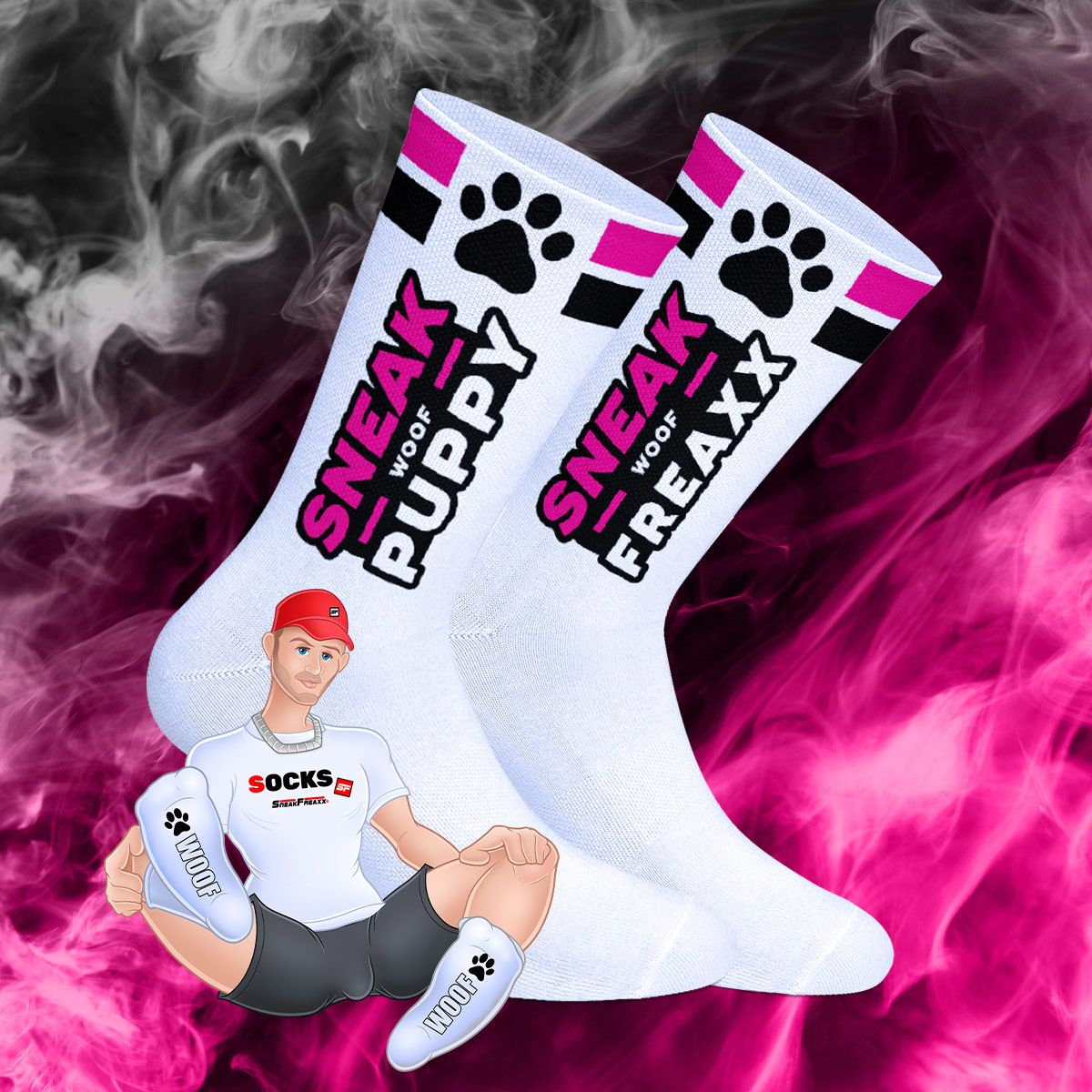 Chaussettes Sneak Woof Puppy Rose