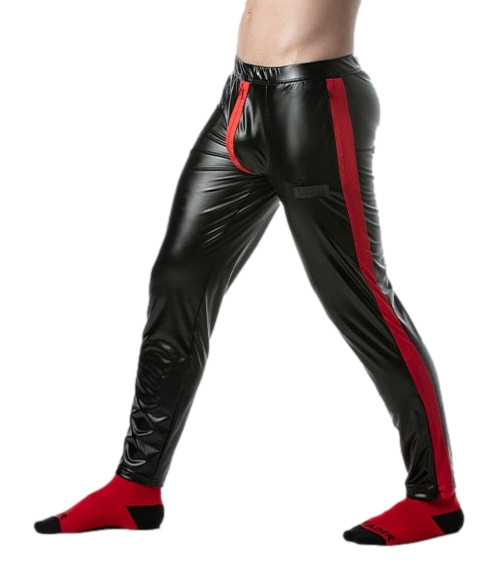 Pantalon avec Zip Brut Noir-Rouge
