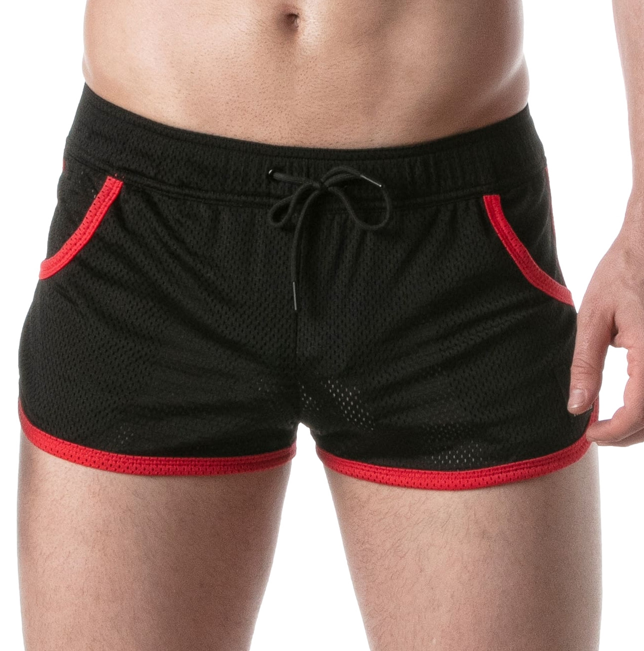 Short en mesh LOADED Noir-Rouge