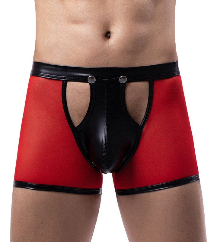 Boxer sexy Open Side Noir-Rouge
