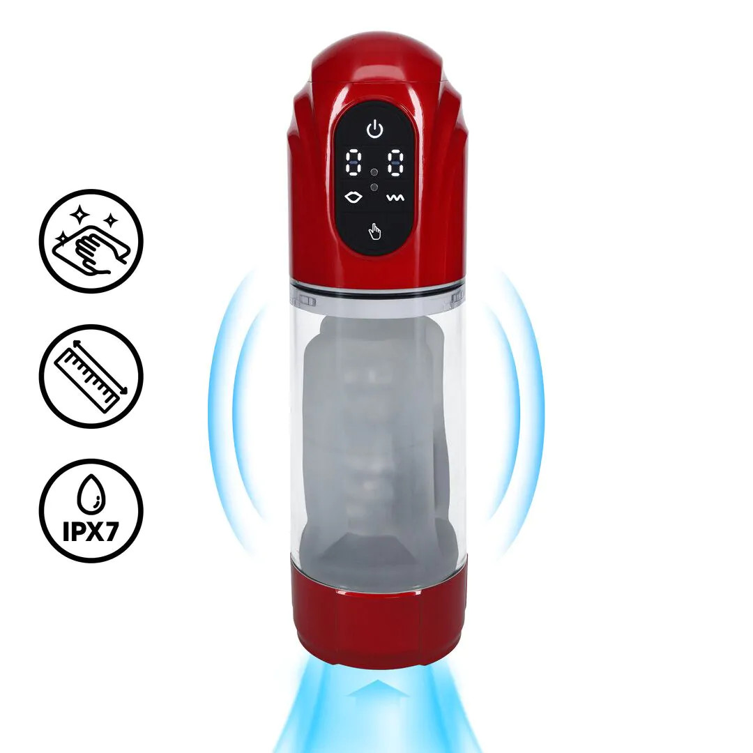 Masturbateur TechnoThrust Vibrations et Succion Rouge