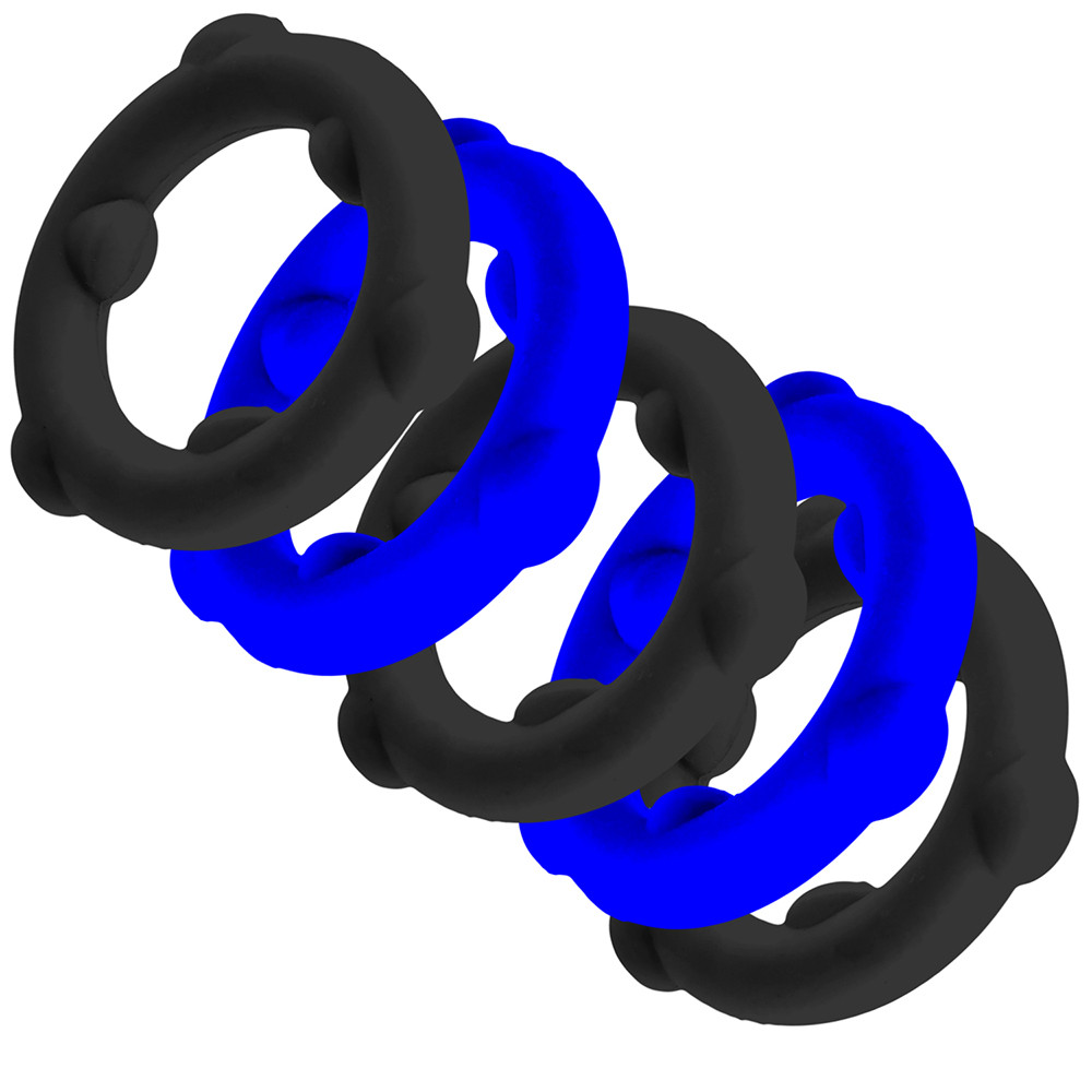 Lot de 5 Cockrings Spinner 25 mm Noir-Bleu