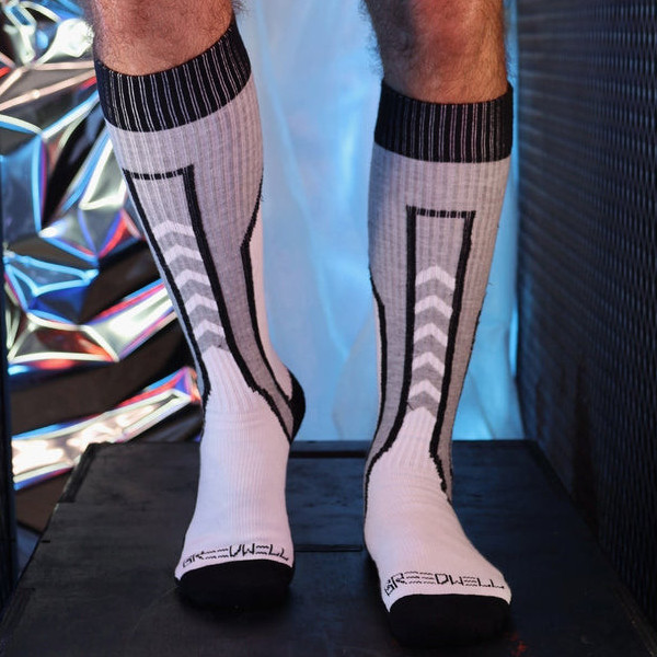 Chaussettes hautes Sir Splurge Gris-Blanc
