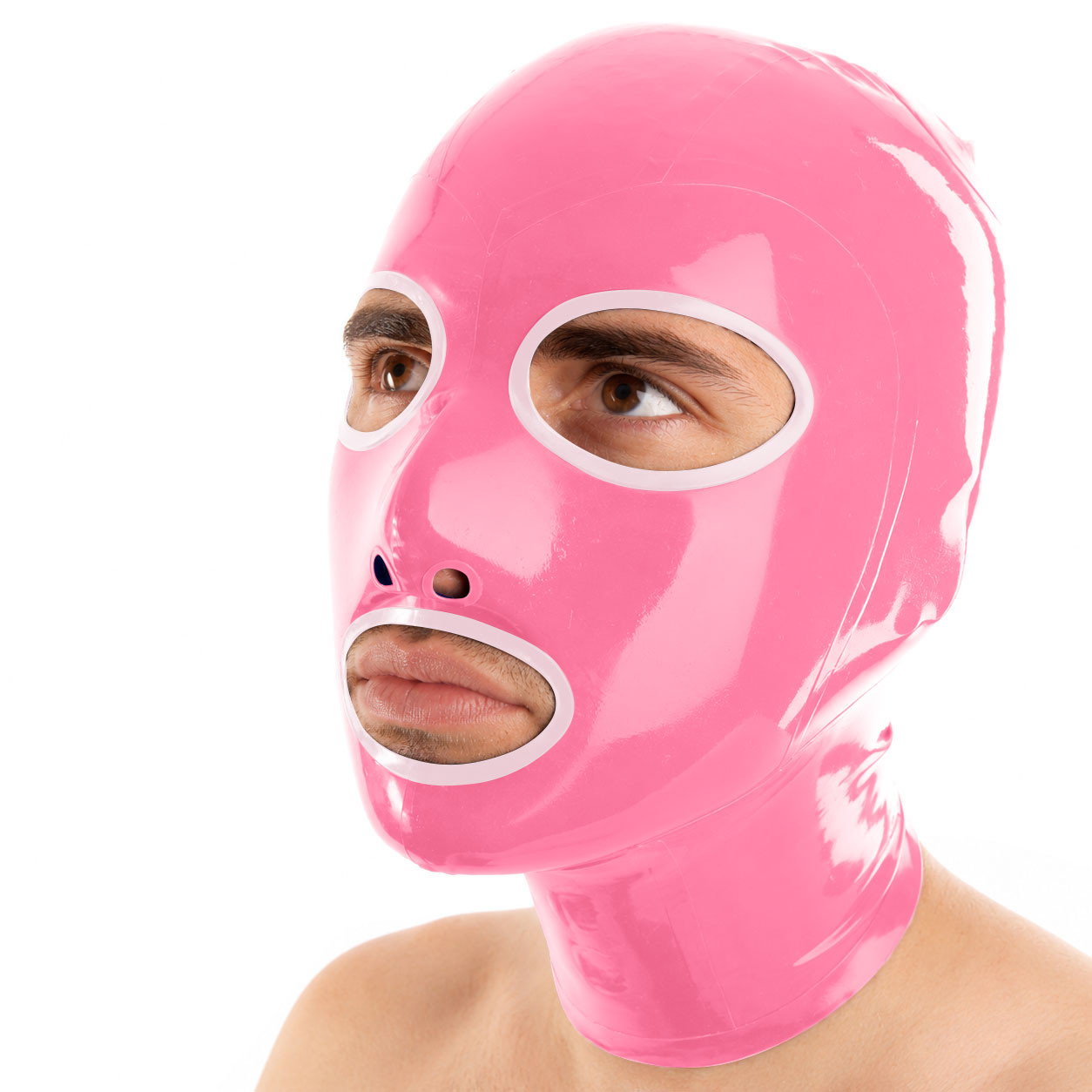 Cagoule en latex Outline Rose-blanc