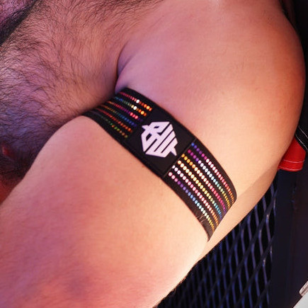 Brassards Icon Pride Noir-Rainbow x2