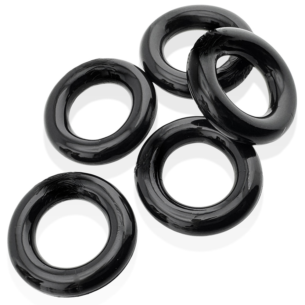Lot de 5 Cockrings étirables Jacker 5-Stack 22mm Noirs