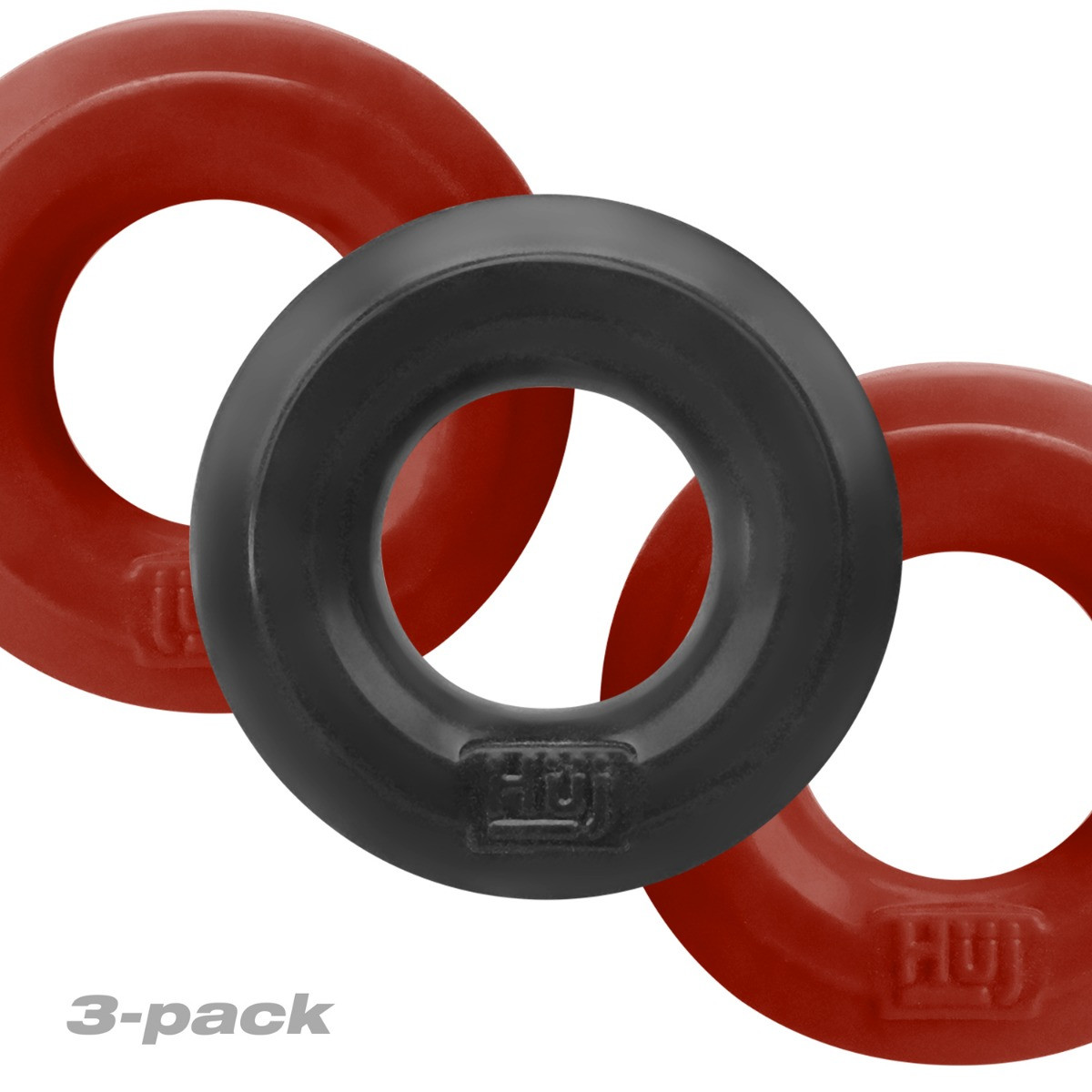 Cockrings Silicone Huj x3 25 mm Rouge-Noir