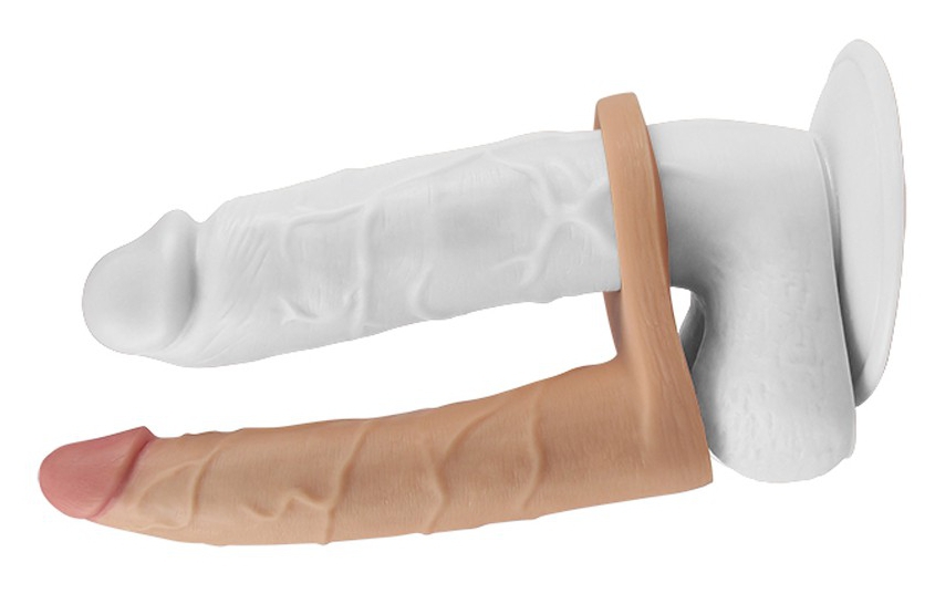 Double gode Cockring - 15.5 x 2.9 cm Flesh